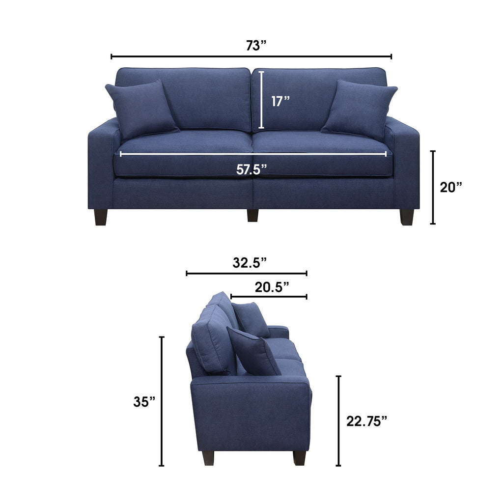 Navy Blue Fabric Sofa H19657