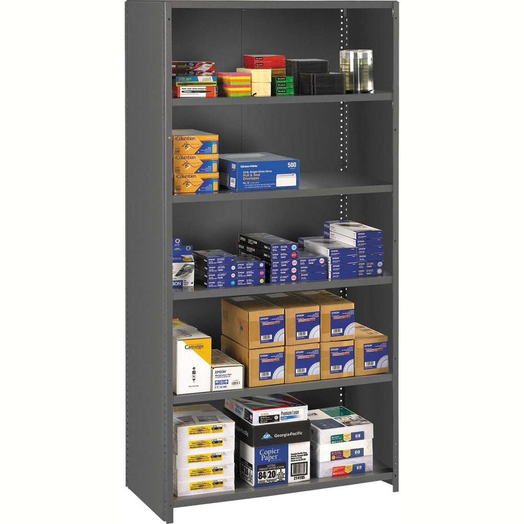 Closed Commercial Steel Shelving Six-Shelf Medium Gray B1500