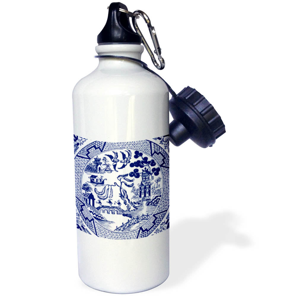 Blue and White Straw Water Bottle, 21-ounce P222