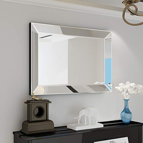 Large Rectangular Wall Mirror 28"x39" Angled Beveled Mirror Frame R1834