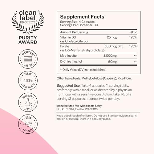Myo-Inositol & D-Chiro Inositol Capsules with MTHF, Folate, Vitamin D C38096