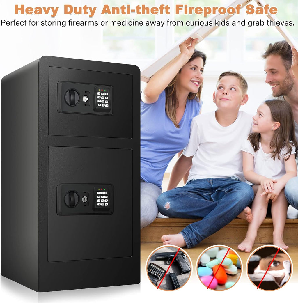 Extra Large Fireproof Safe Box with Double Safe, 83 LB Heavy Duty Security Home Safe with Inner Cabinet Box K616