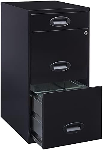 3 Drawer Metal File Cabinet with Pencil Drawer Black D862
