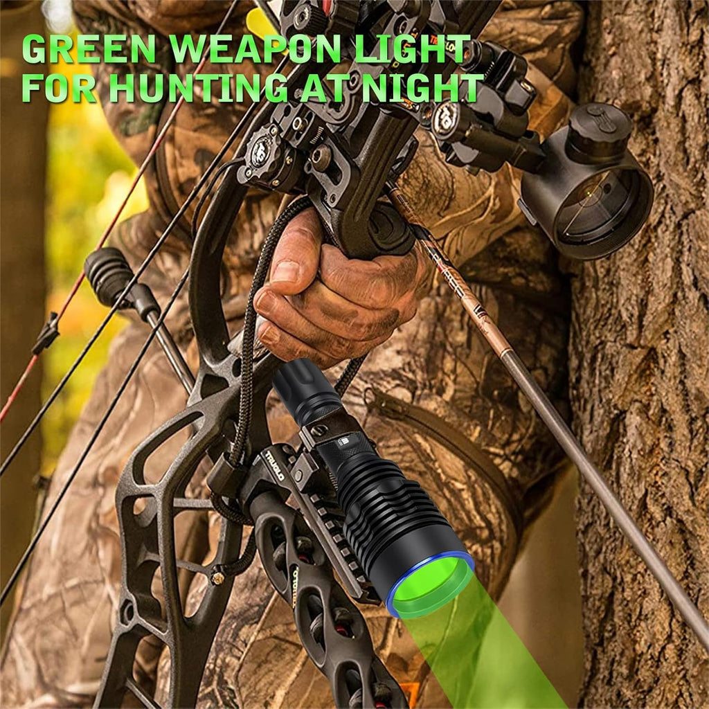 Green Tactical Flashlight Rechargeable Picatinny Mount Z95375