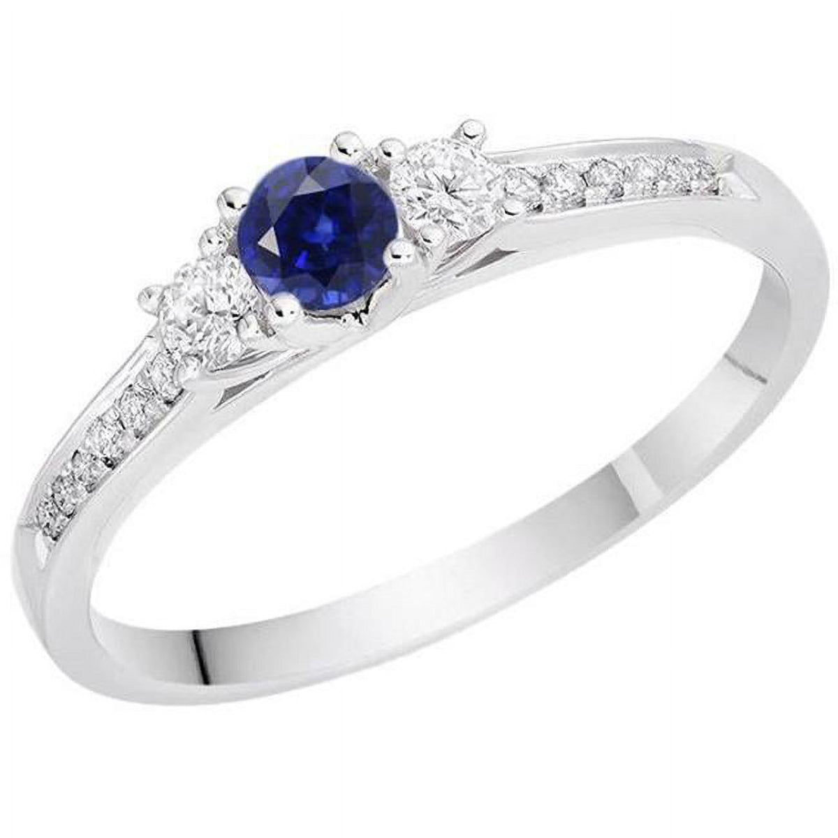 Gemstone 2 CT Round Diamond Blue Sapphire Engagement Ring A3755