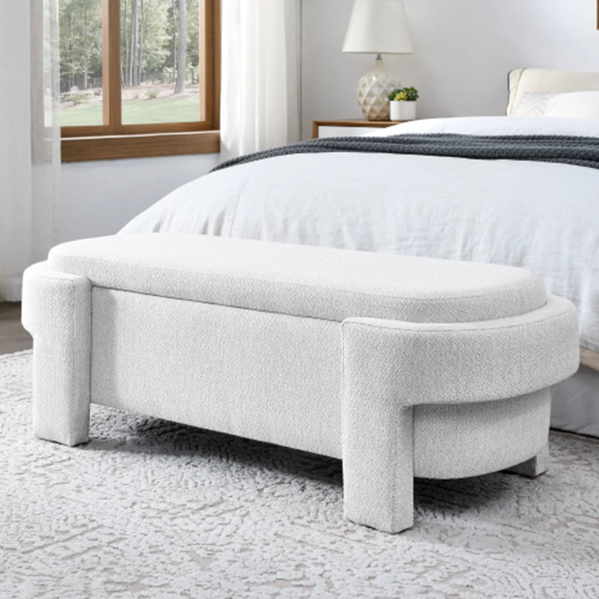 51" Chenille Upholstered Storage Ottoman Bench B24042