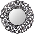 Black and White Floral Wood Wall Mounted Mirror M755