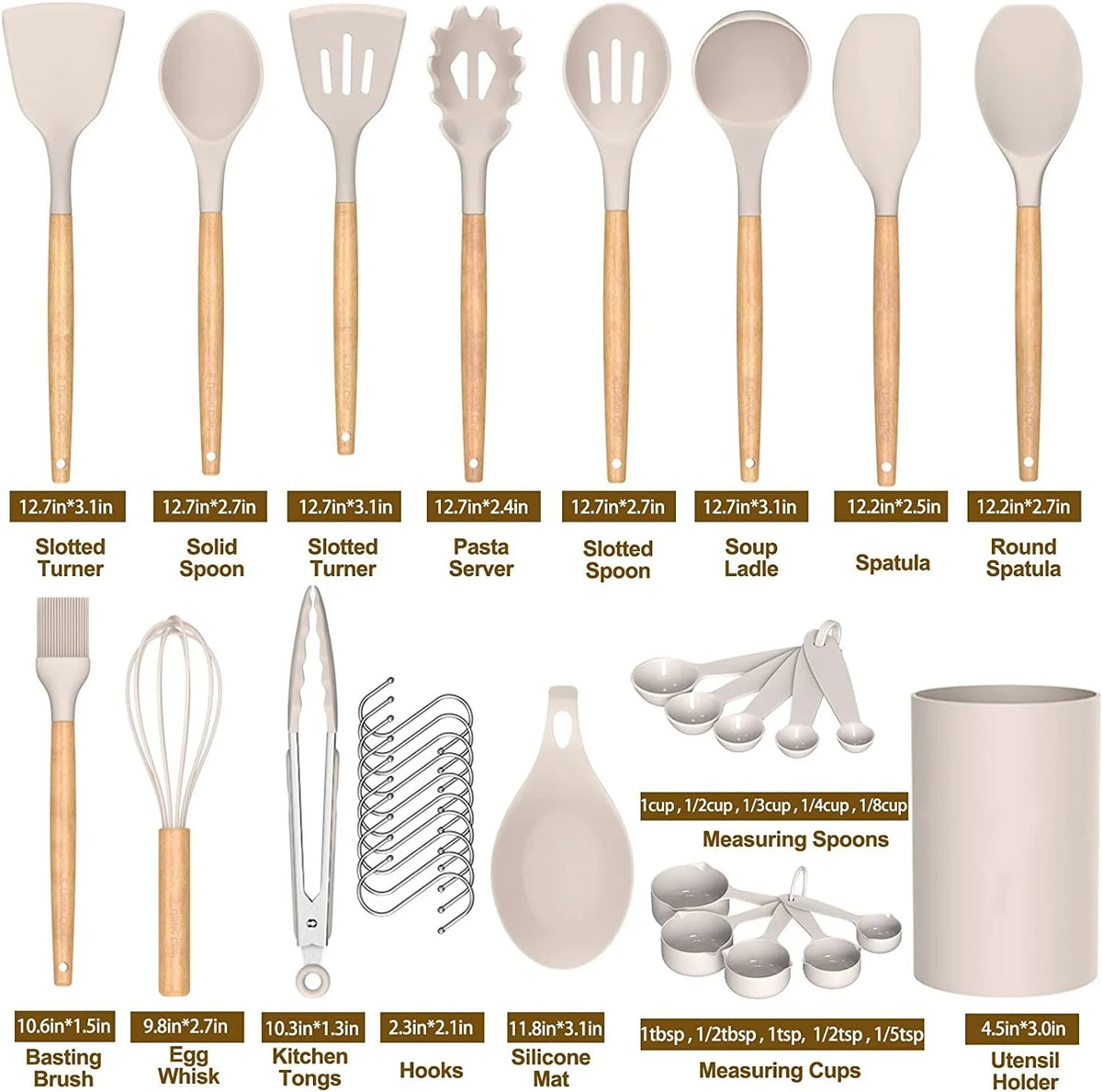 33 Pcs Non-Stick Silicone Cooking Utensil Set with Holder K88394