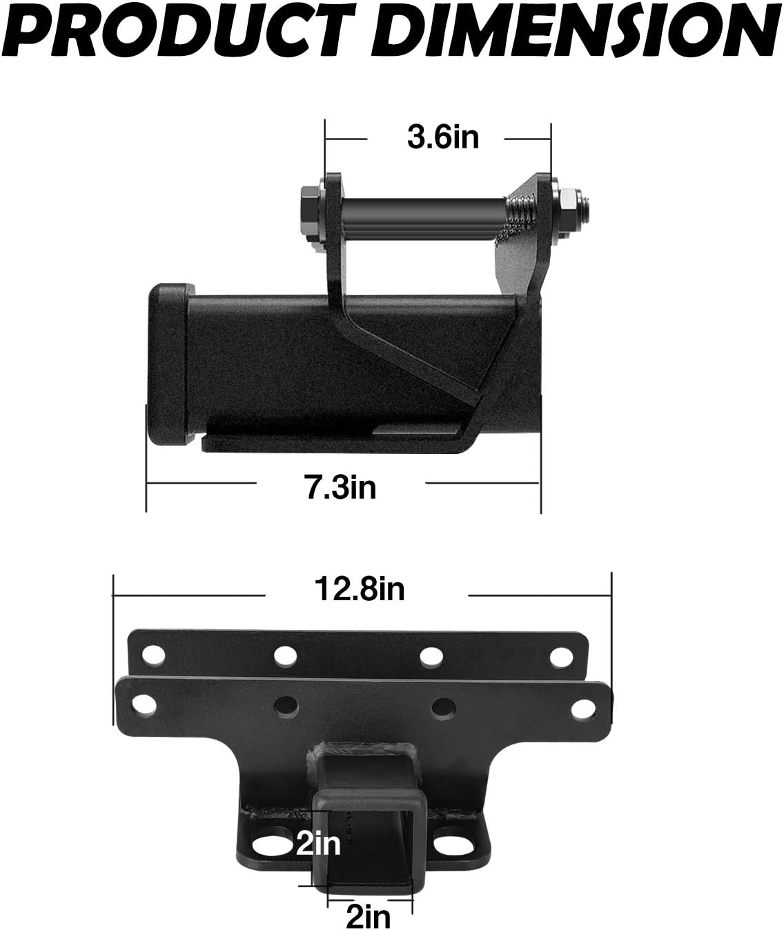2" Rear Receiver Hitch Trailer Hitch Kit, Black, Pack of 2 F636
