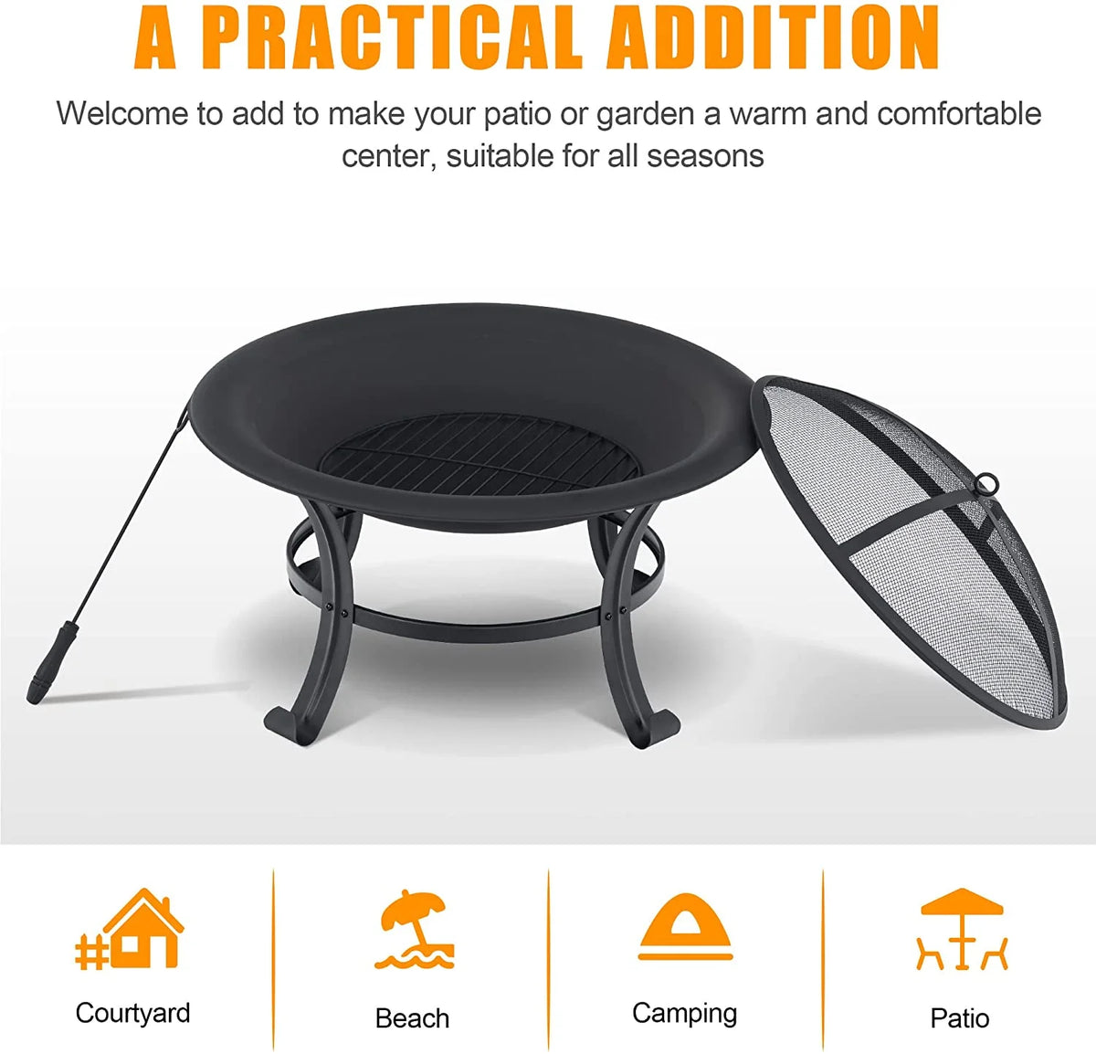 Black Metal Fire Pit P2224
