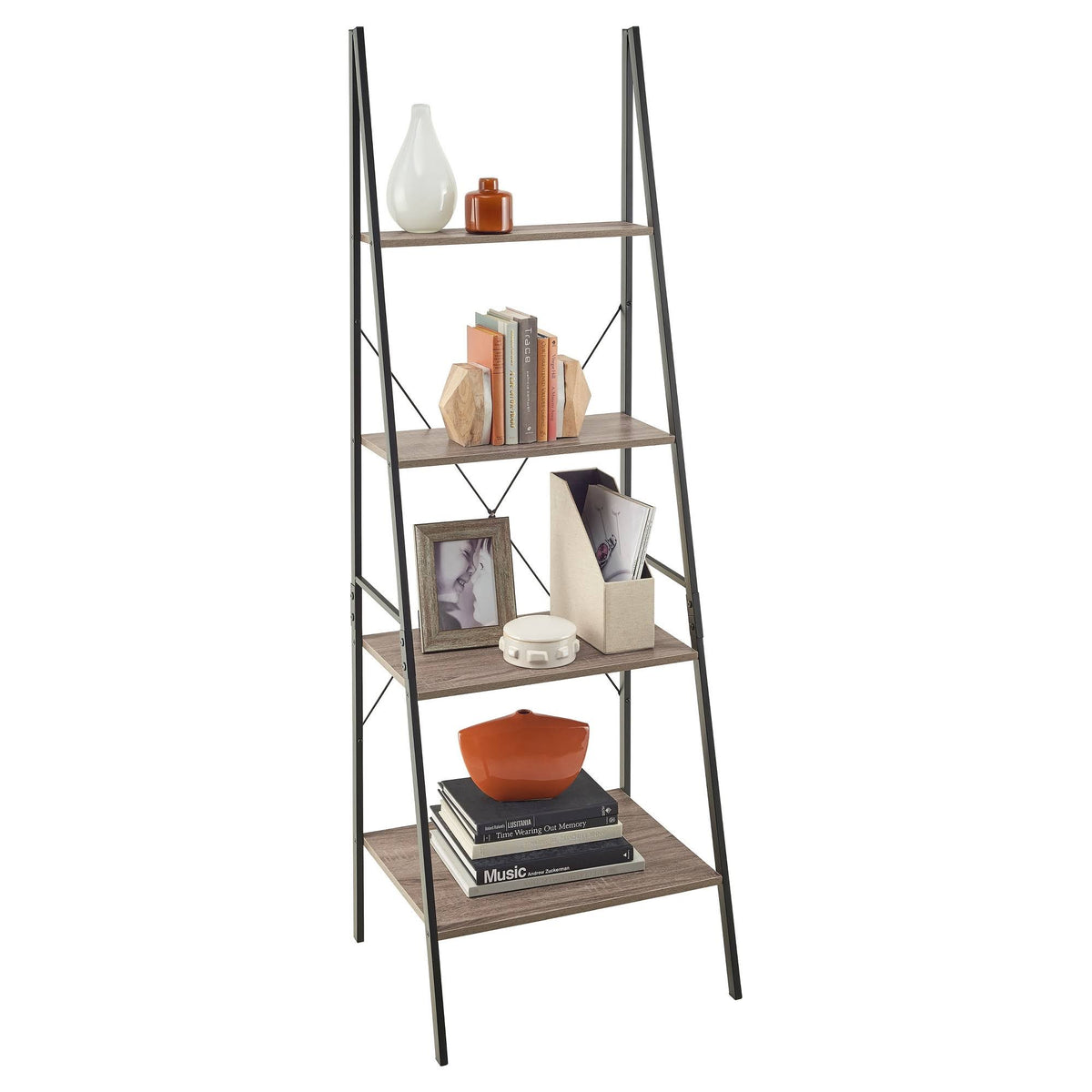 Natural Gray 4-Tier Bookcase E302
