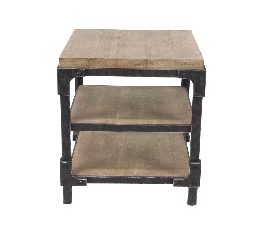 24" x 26" Brown Wood 2 Shelves Accent Table Y722
