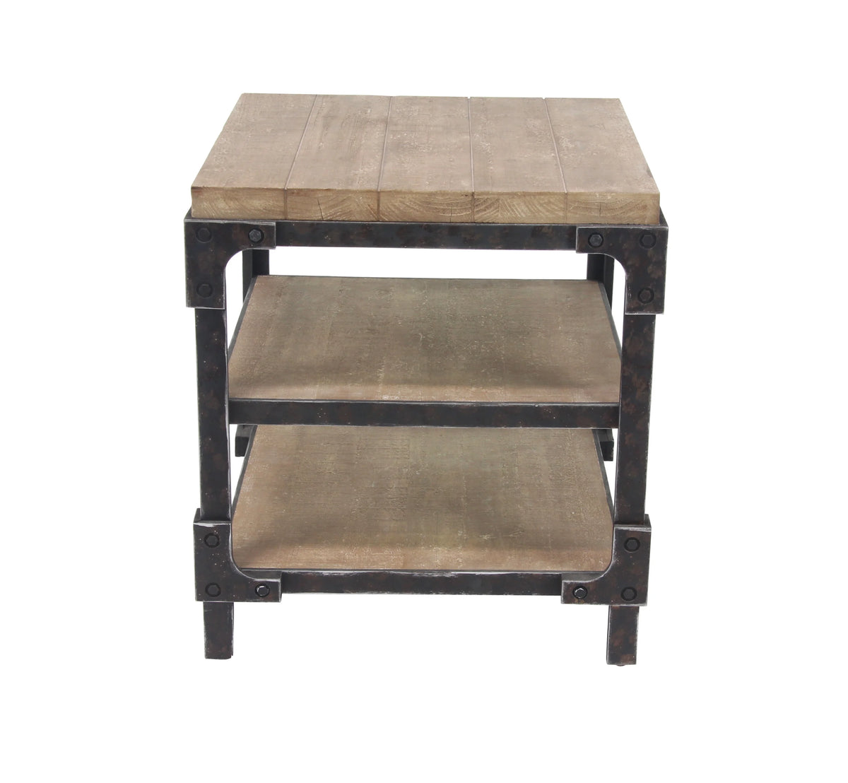 24" x 26" Brown Wood 2 Shelves Accent Table Y722