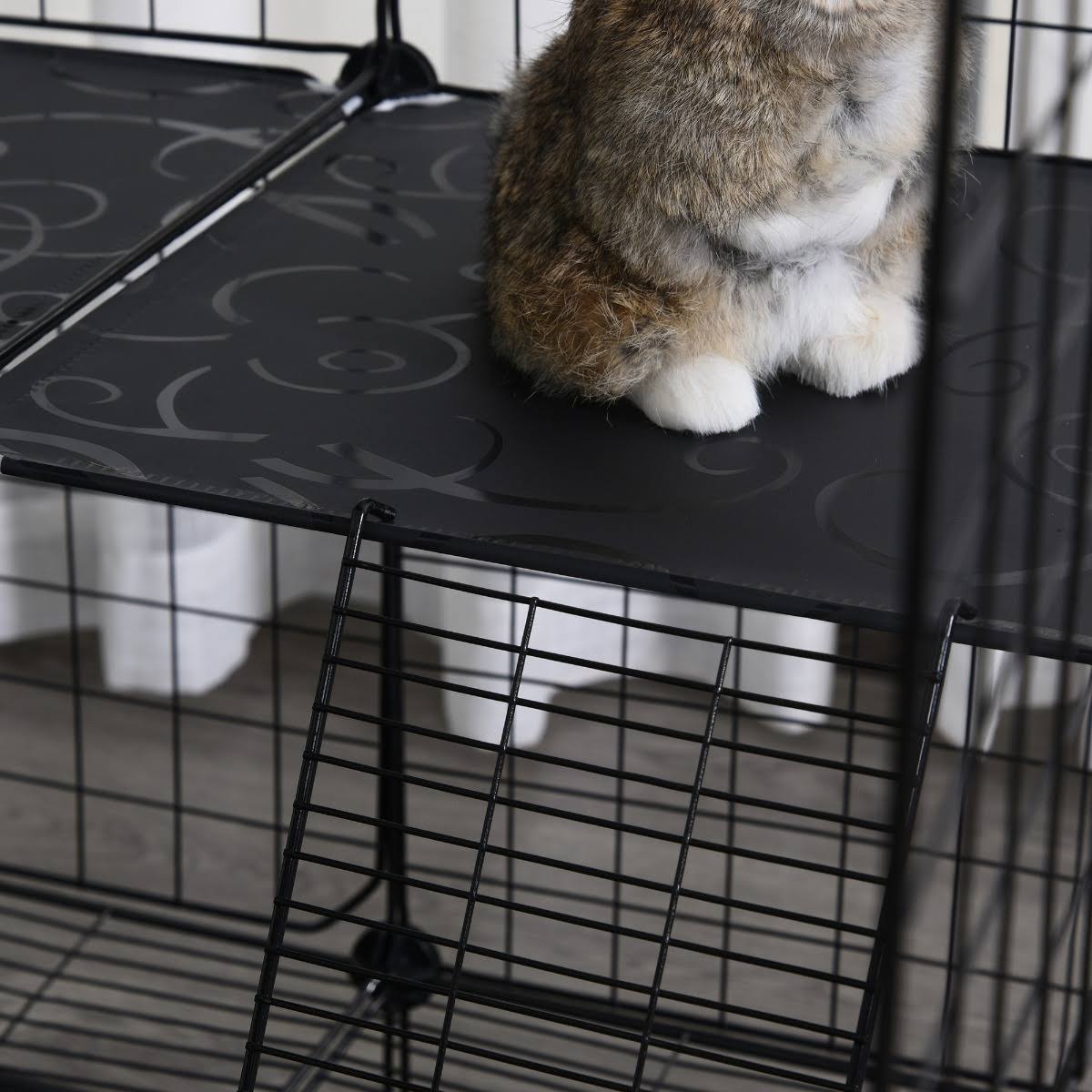 Black Steel Pet Playpen with Trays C577