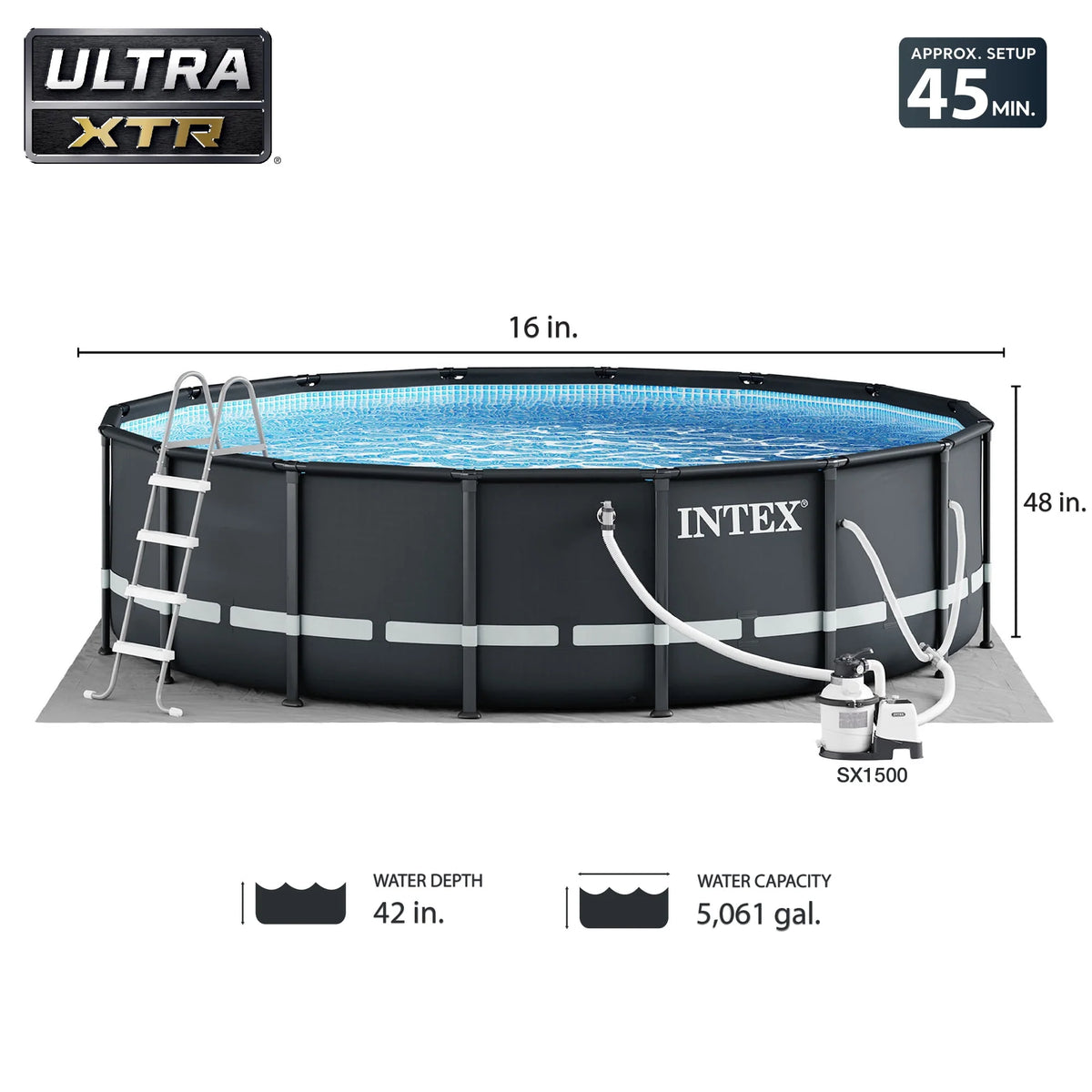 16' x 48 Above Ground Pool Set with Sand Filter Pump A68416