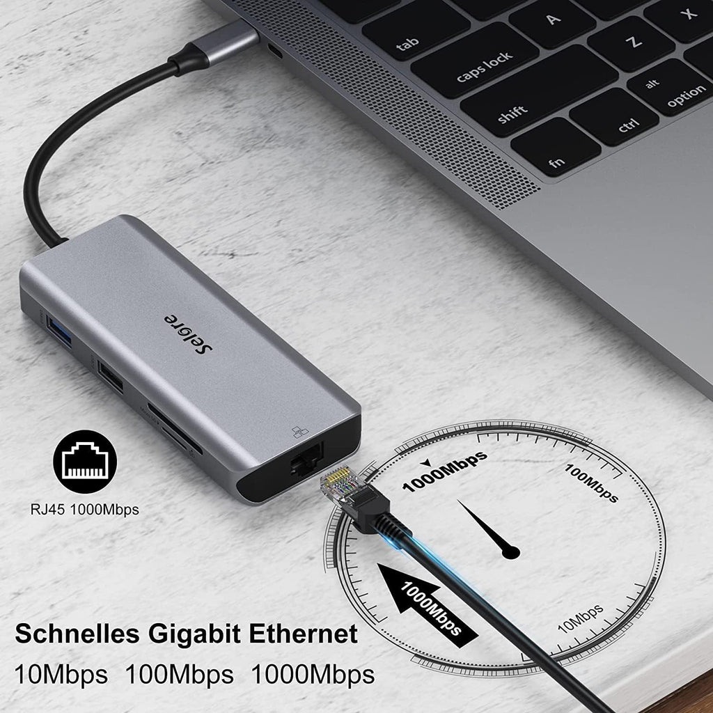 9 in 1 USB C Docking Station Dual Monitor Hub with Ethernet, USB 3.0, SD Card Reader, 100W PD U58207