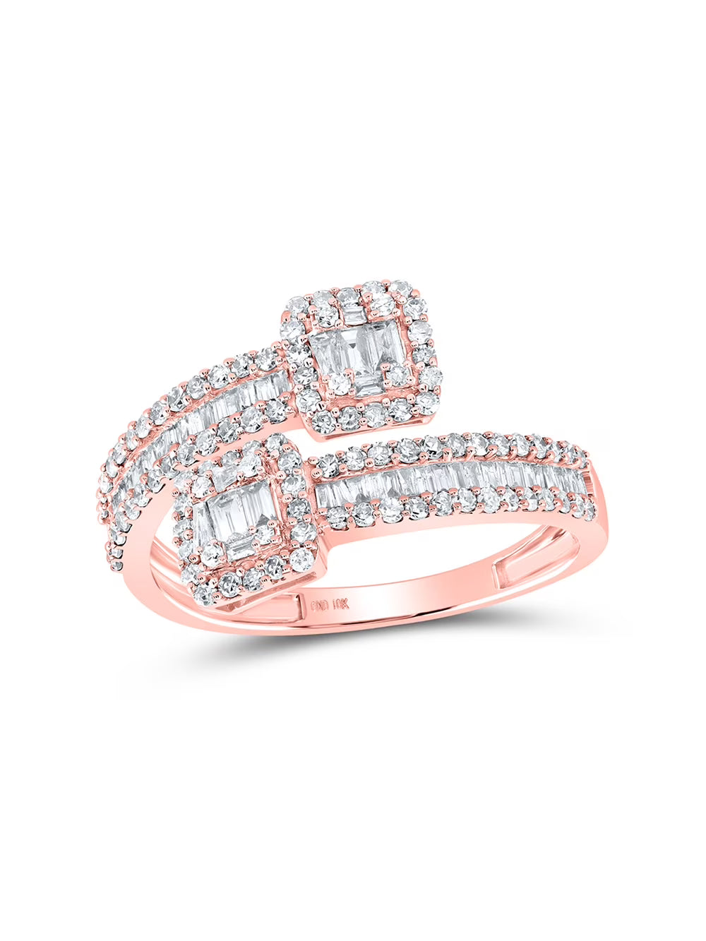 10kt Rose Gold Mens Baguette Diamond Cuff Band Ring 1 Cttw J67747