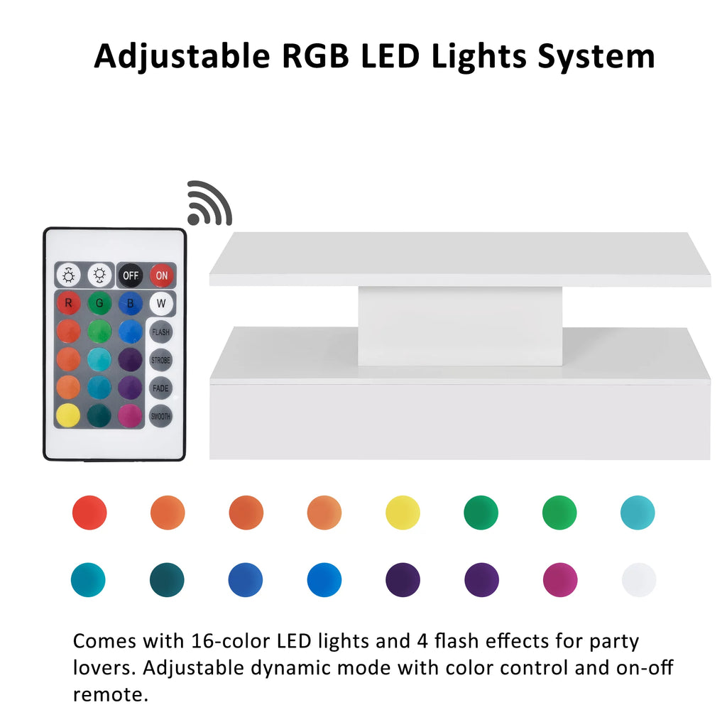 Coffee Table with LED White Y55087