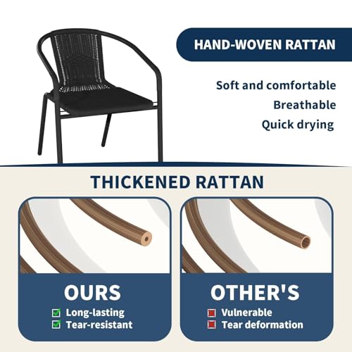 Black Set of 6 Rattan Stackable Outdoor Dining Chairs T633815