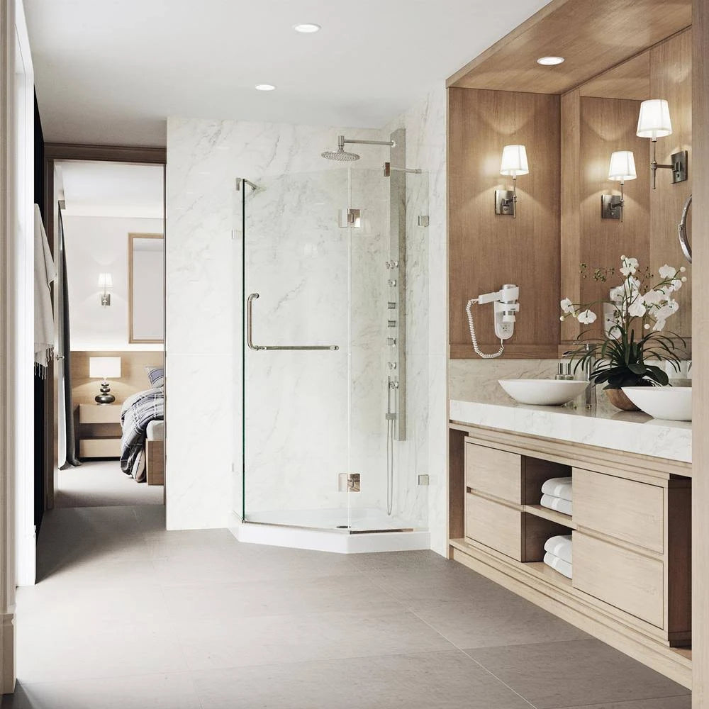 Frameless Neo-Angle Shower Enclosure with Low-Profile Base F6516