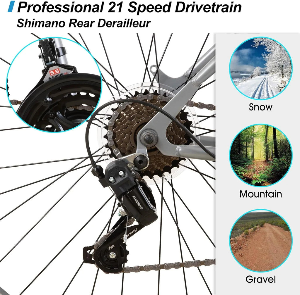 26 27.5 Inch Mountain Bike 21 Speeds Hardtail Bicycle T427