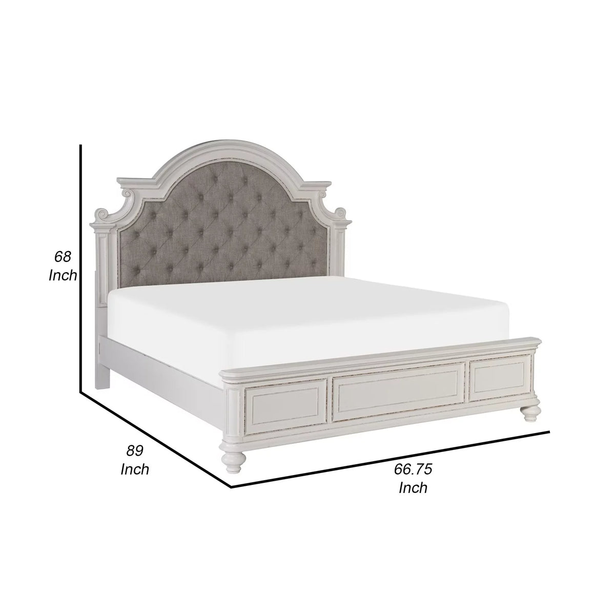 Queen Bed with Button Tufted Headboard Y311
