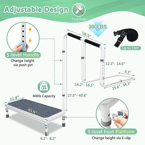 Bed Step Stool with Rail for High Beds - 400lb L846