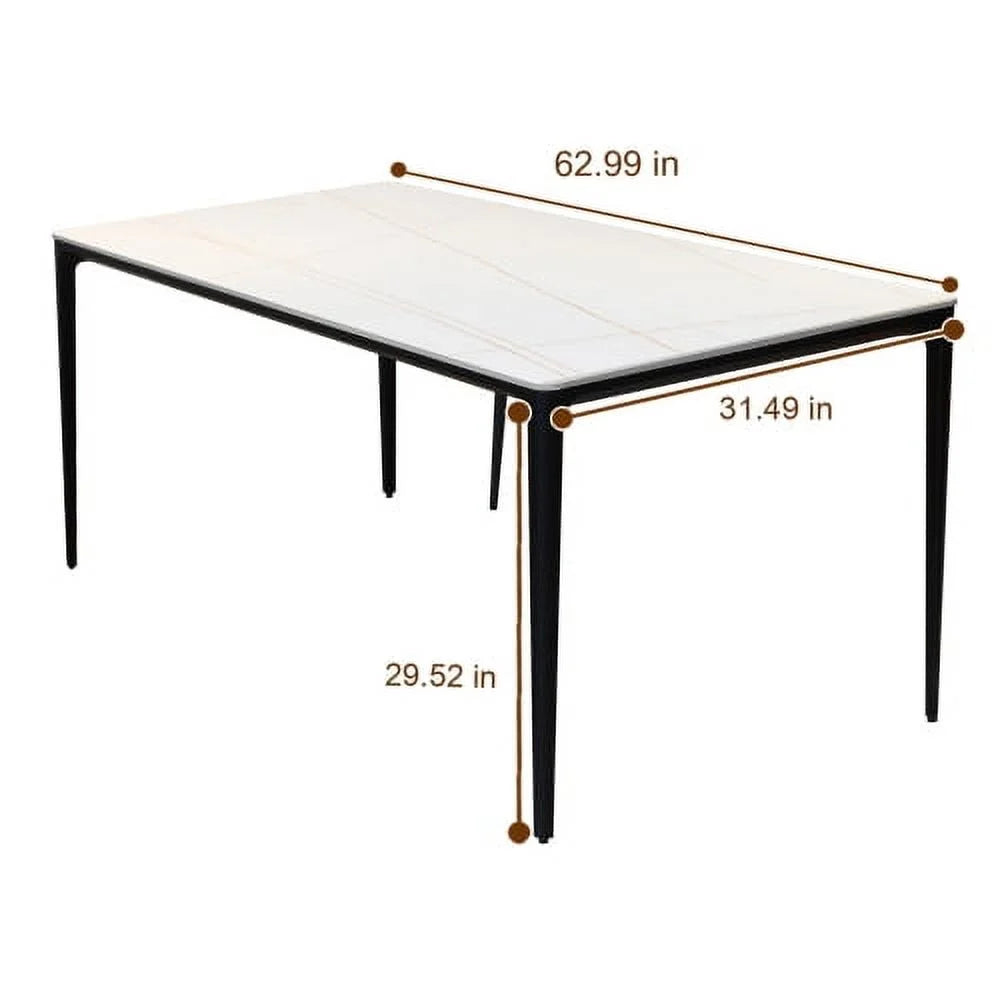 White Sintered Stone Dining Table 63 inch A8493