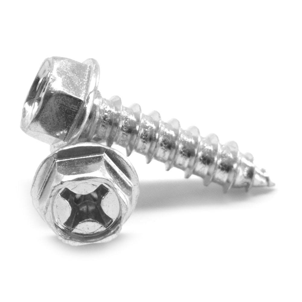 #8-18 x 3/4 Sheet Metal Screw Phillips Hex Washer Head Zinc Plated D2028