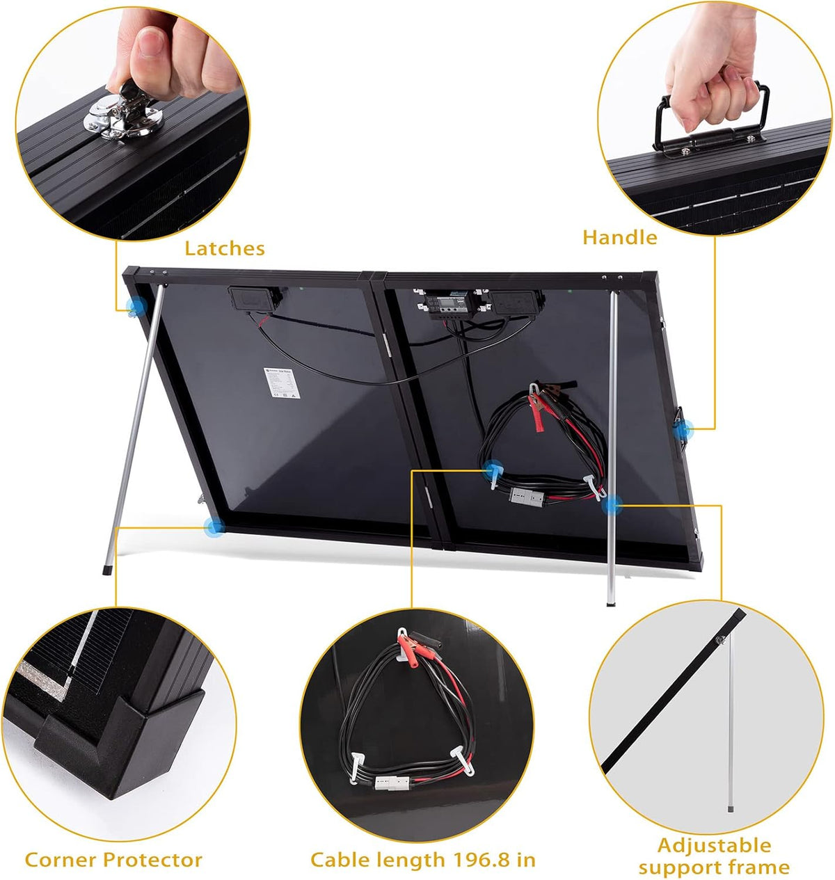 200 Watt 12 Volt Portable Foldable Monocrystalline Solar Panel Suitcase with 30A Charger Controller J35701