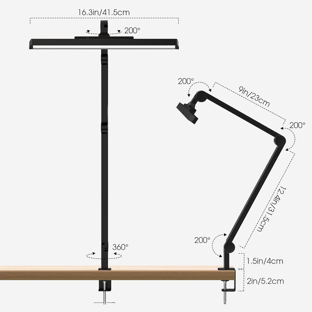LED Desk Lamp with Clamp, Dimmable Swing Arm, 4 Color Modes C52426