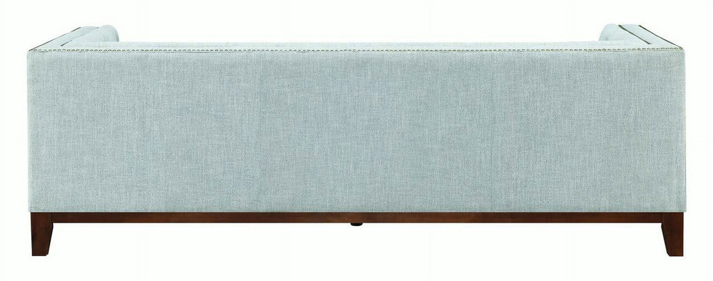 White and Brown Button Tufted Fabric Sofa L7097