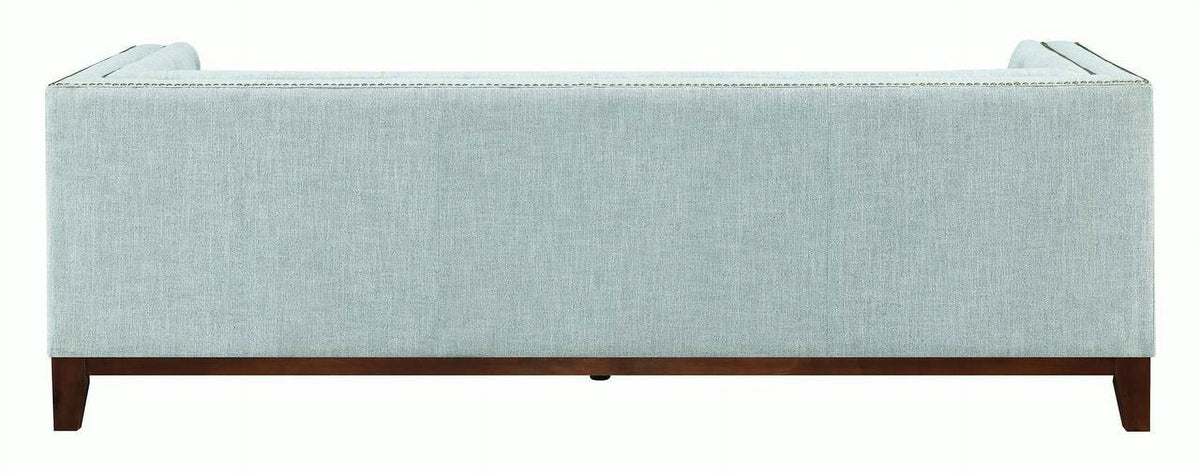 White and Brown Button Tufted Fabric Sofa L7097