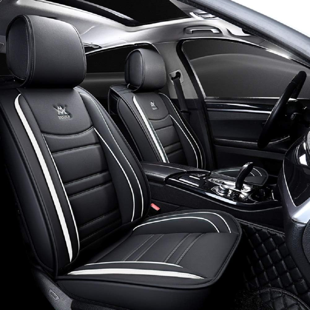 Leather Car Seat Covers 5 Seats Full Set Black Pink S580