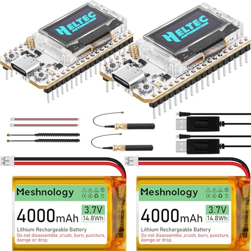 ESP32 LoRa V3 Development Board with 4000mAh Battery and USB Charger Cable Set F458