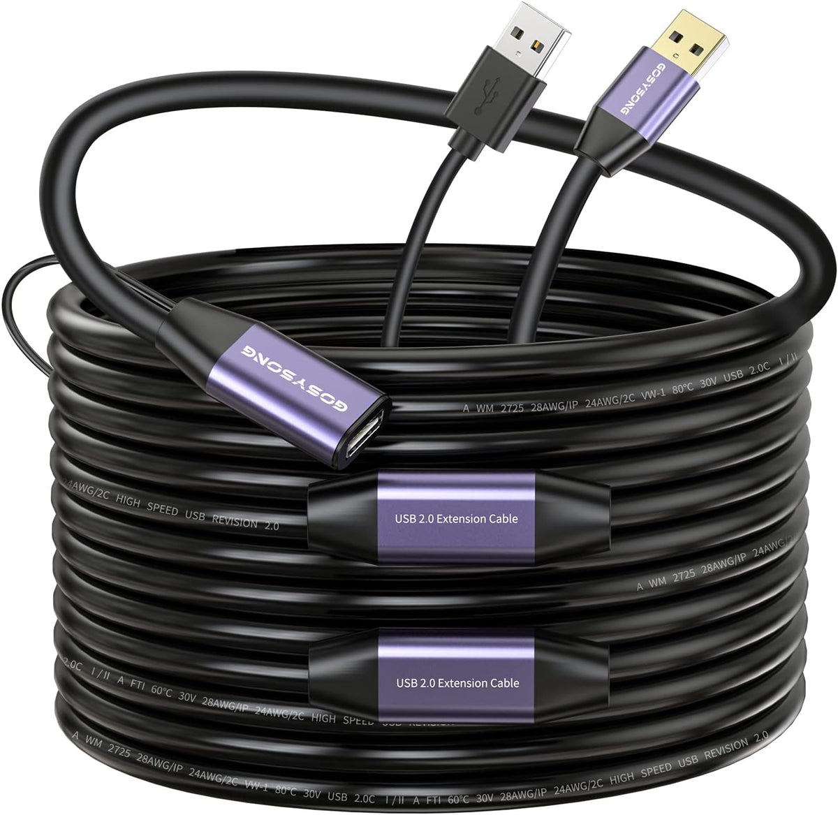 USB 2.0 Type A Male to A Female Active Repeater Extension Cable 100ft B9755