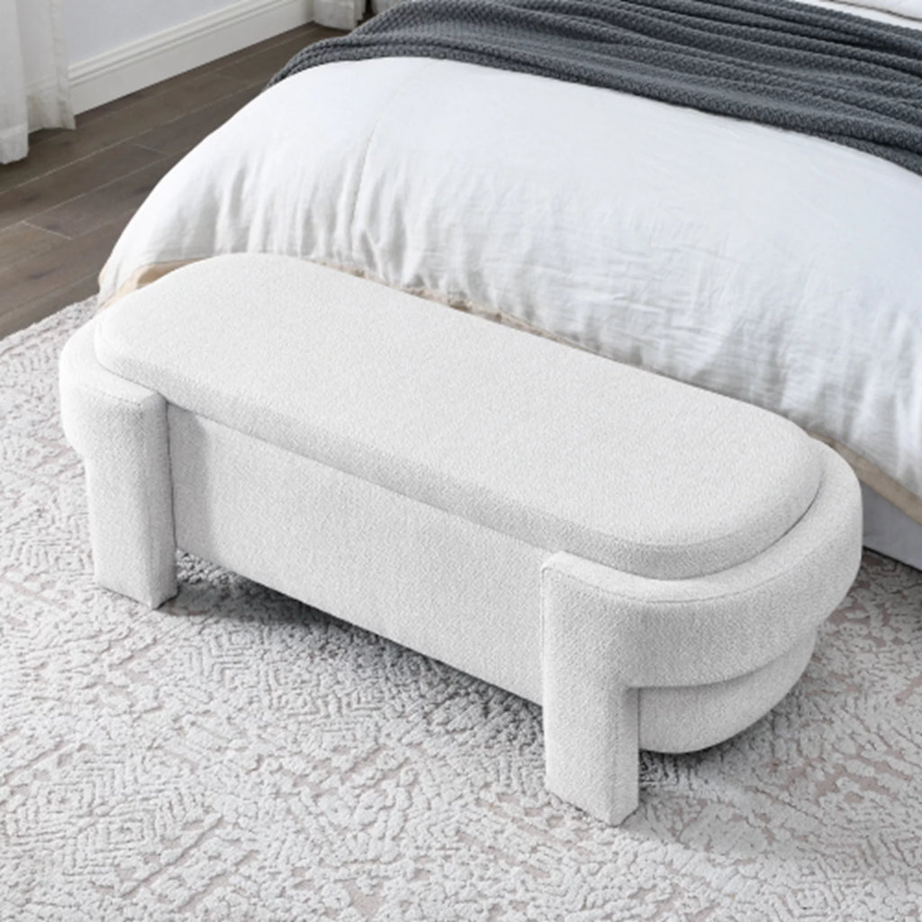 51" Chenille Upholstered Storage Ottoman Bench B24042