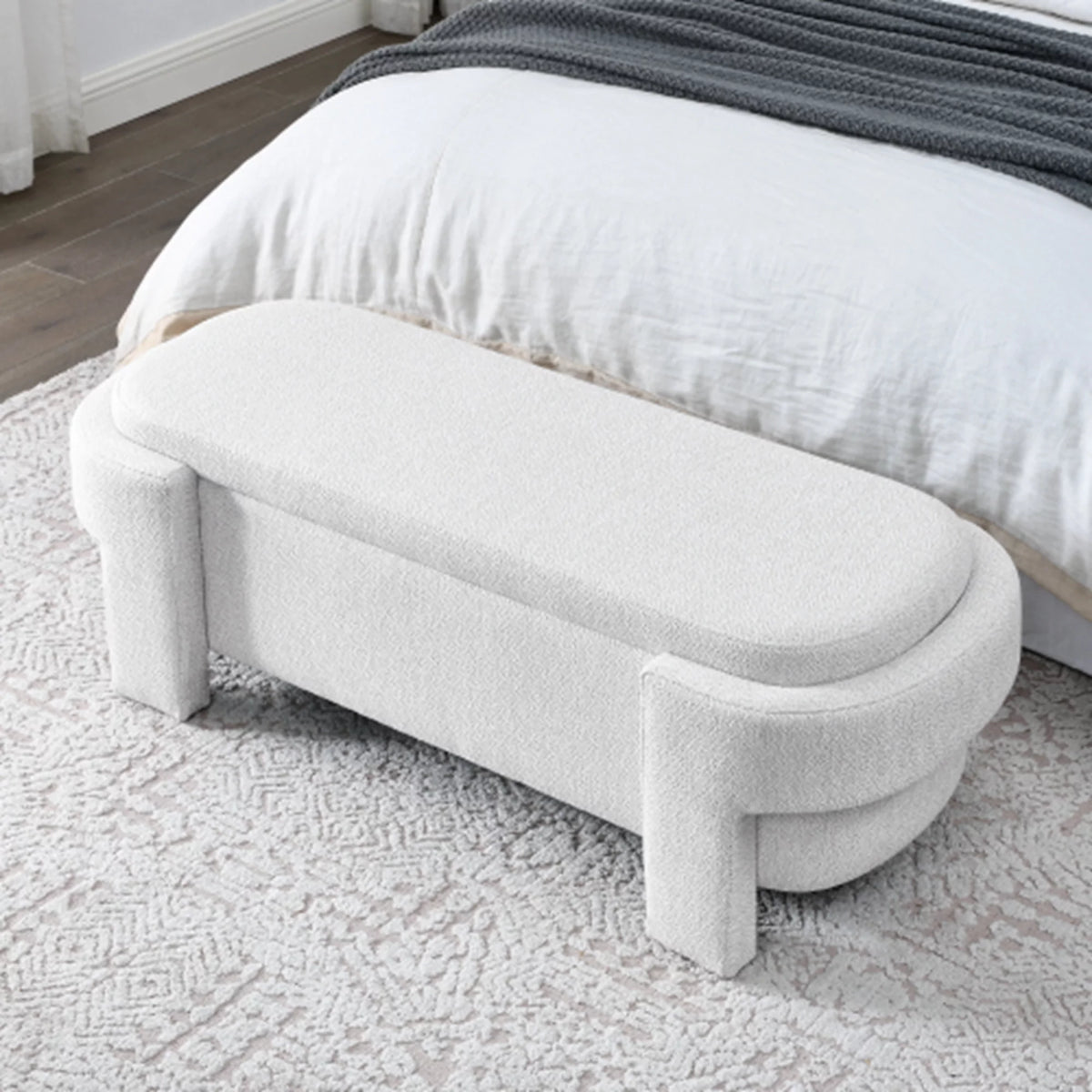 51" Chenille Upholstered Storage Ottoman Bench B24042