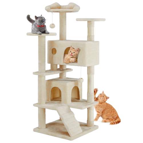 54-Inch Multi-Level Cat Tree Tower with Sisal Scratching Post G839