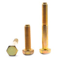 3/4 inch-10 x 11 inch Coarse Thread Grade 5 Hex Cap Screw Medium Carbon Steel Yellow Zinc Plated Pk 25 O1529
