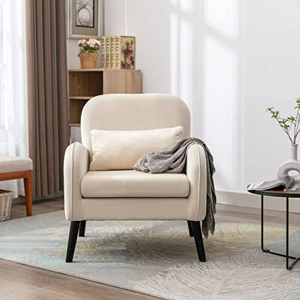 Modern Accent Chair with Solid Wooden Legs Upholstered Armchair V31677