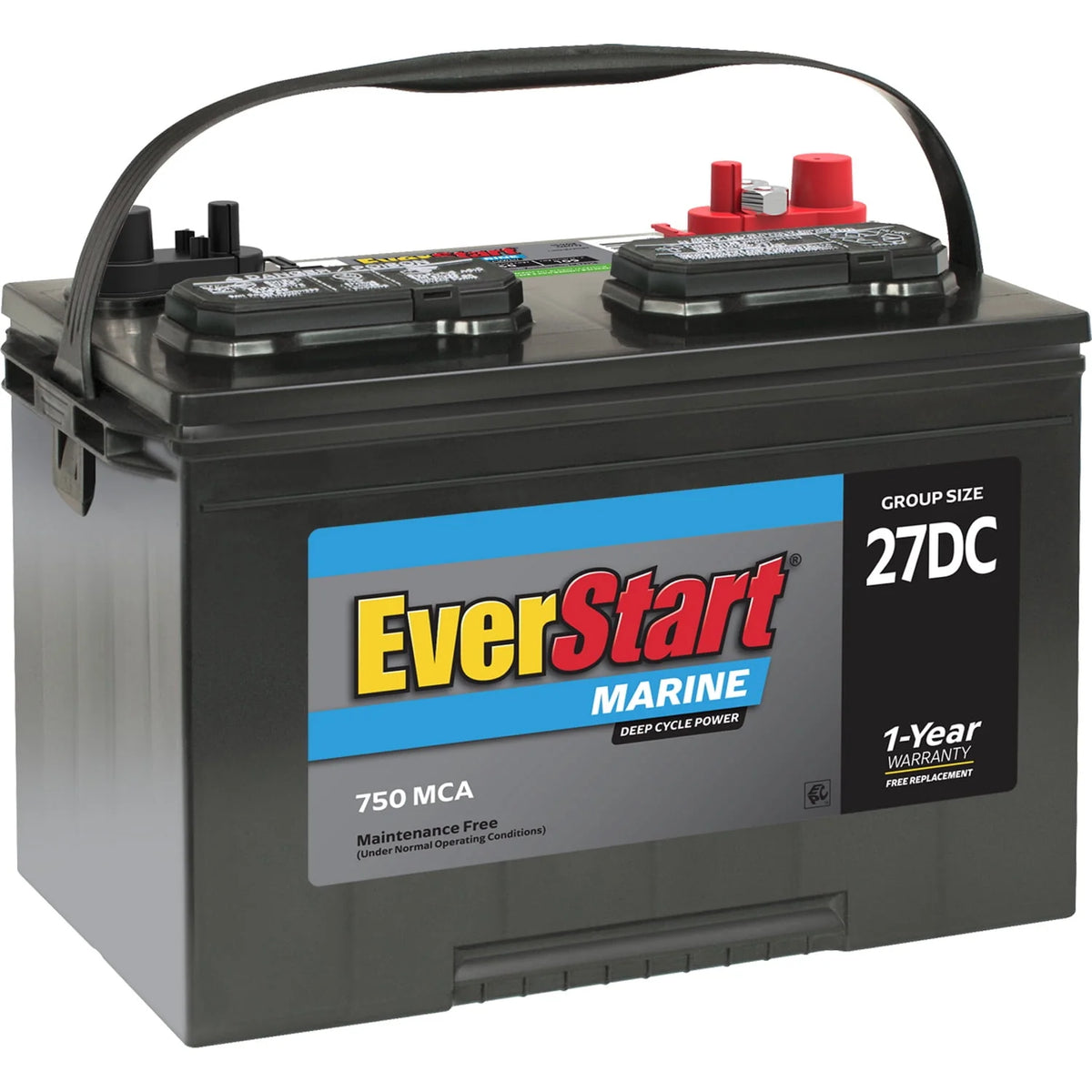 Lead Acid Marine & RV Deep Cycle Battery Group Size 27DC 12 Volt 740 MCA X386