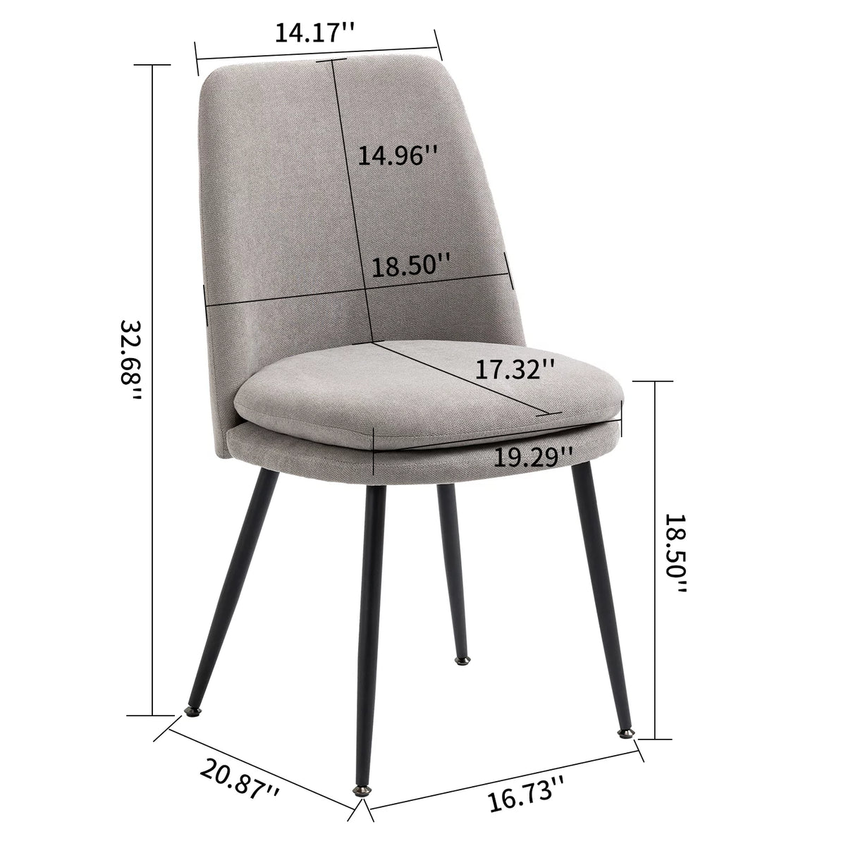 Gray Upholstered Dining Chairs Set of 2 P1790