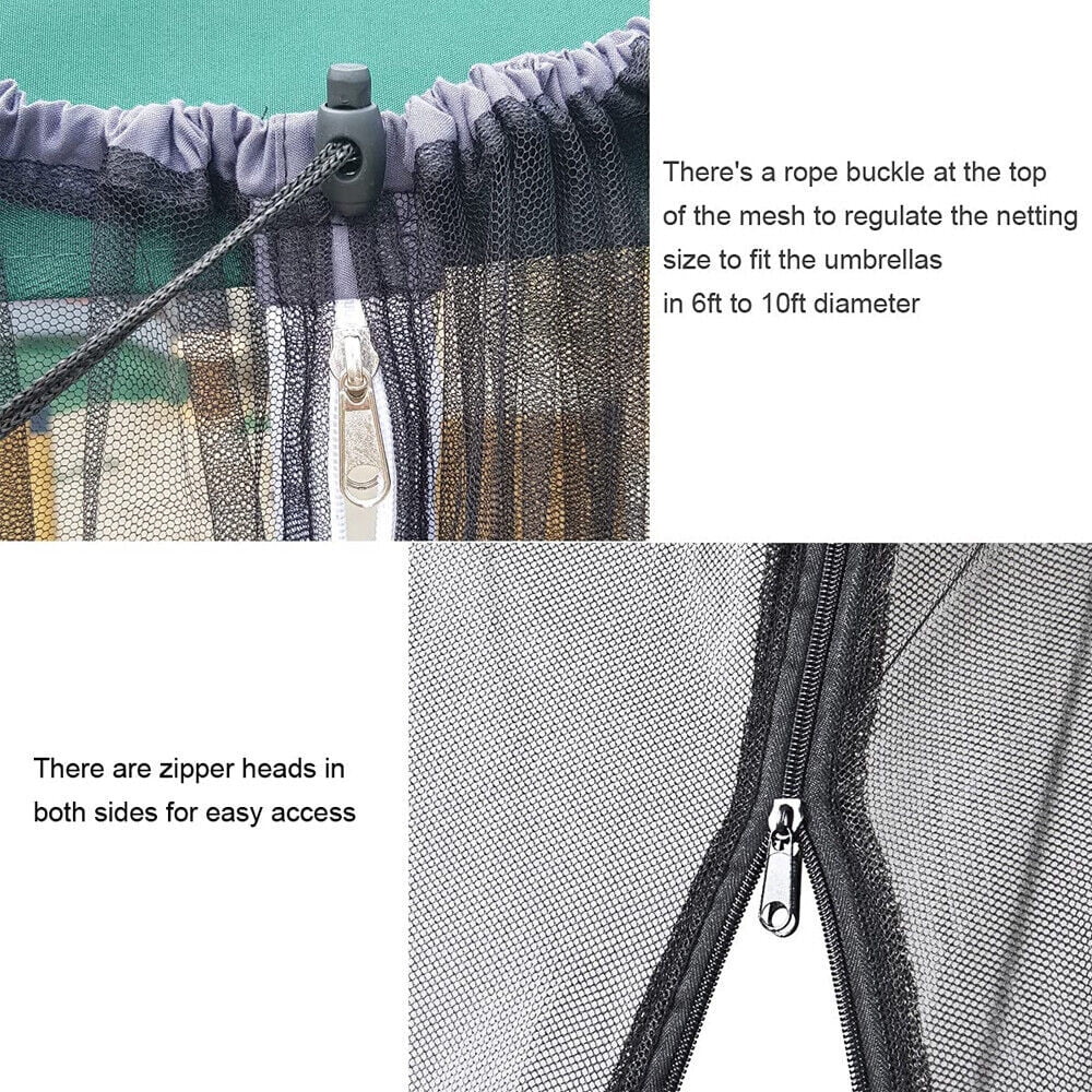 Patio Umbrella Table Mesh Screen Cover with Zipper K994040