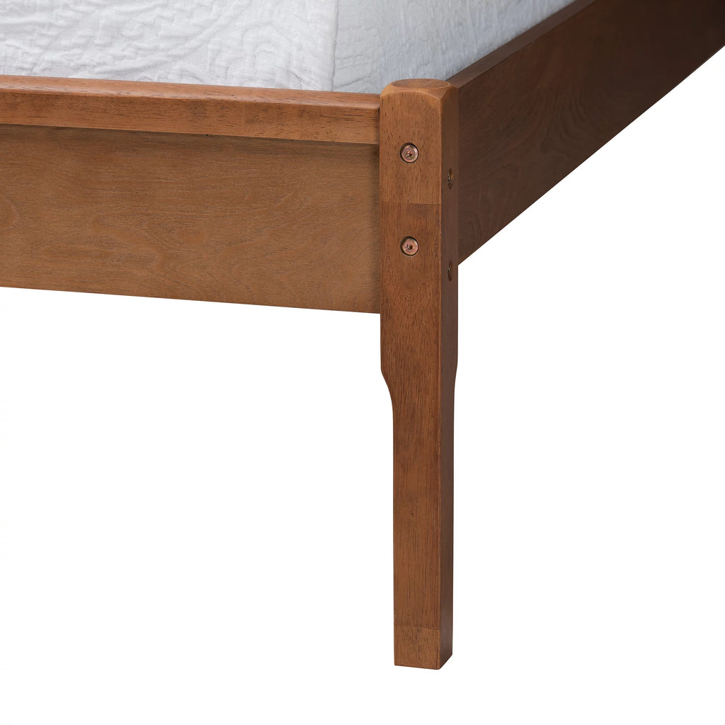 Walnut Brown Wood and Natural Rattan Full Size Platform Bed G49504