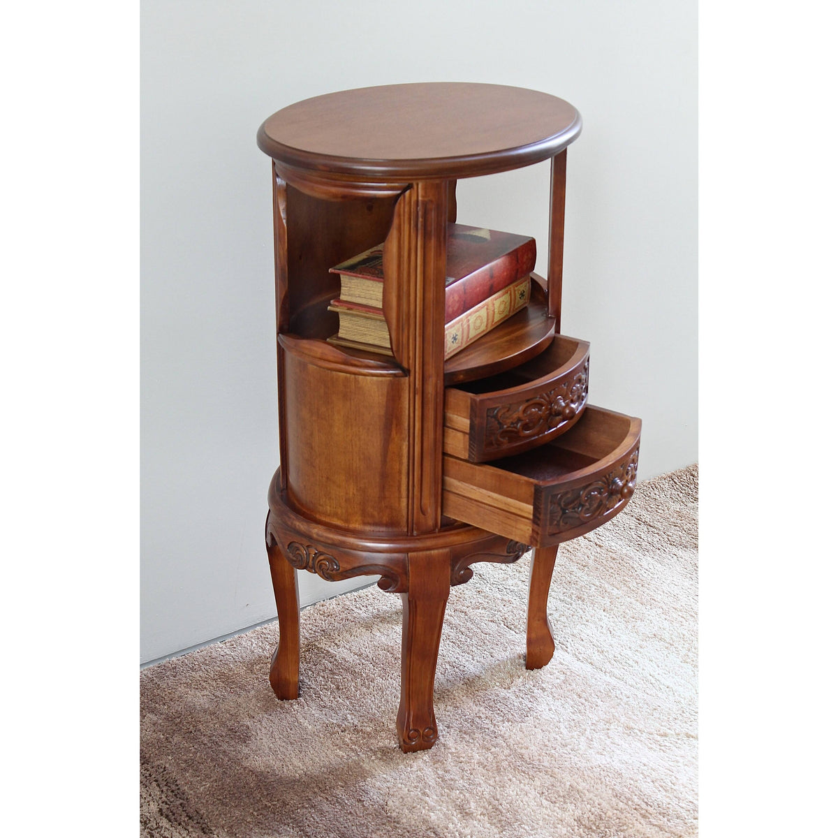 Wood Telephone Table with Two Drawers G662862