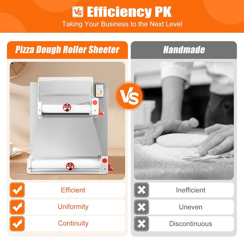 Pizza Dough Press Sheeter Machine, Commercial Electric Pizza Dough Roller Sheeter, 370W Pizza Press O935