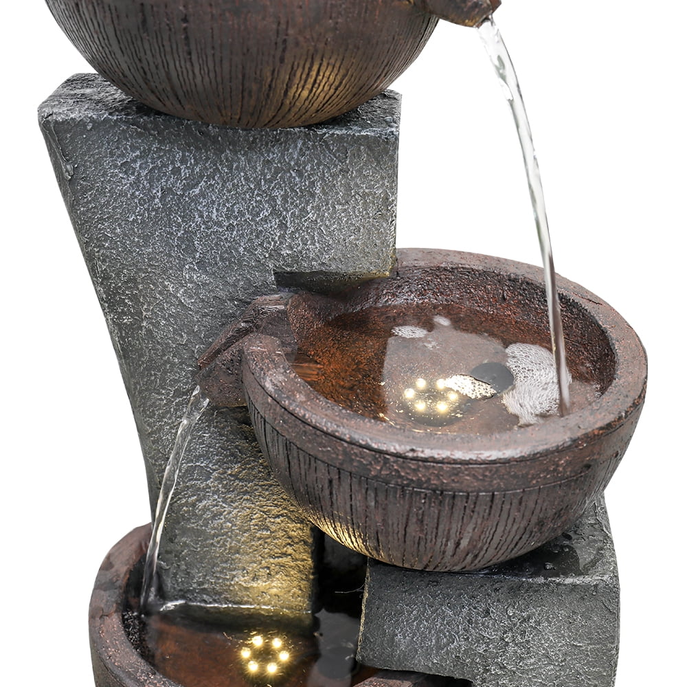 43.7-inch H Outdoor Garden Water Fountain with LED Lights G739274