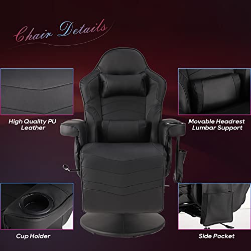 Blue PU Leather Gaming Recliner Chair with Massage T266