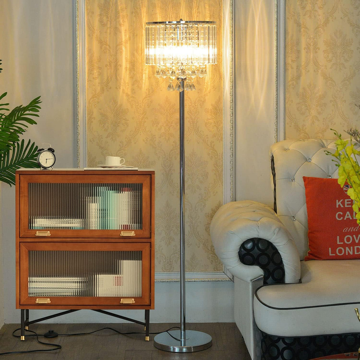 Chrome Crystal 3-Lights Floor Lamp M31922